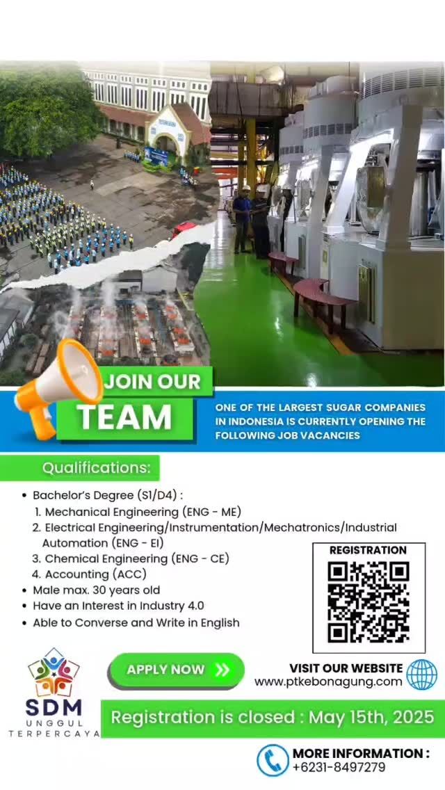OPEN RECRUITMENT of PT KEBON AGUNG
JOIN NOW

@pgkebonagung_official 
@pgtrangkil_official